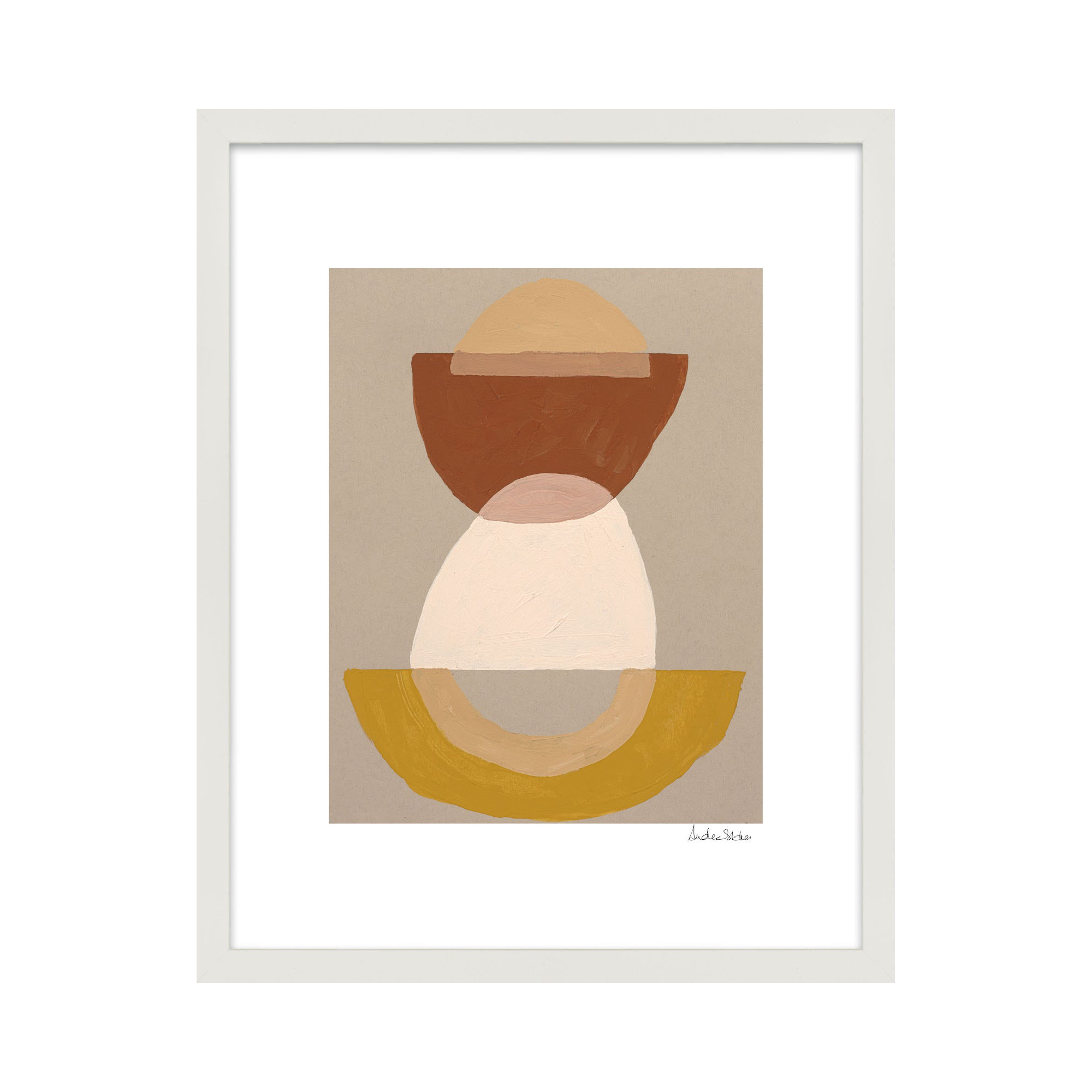 Composition 01 by Andrea Stokes, White Framed, 38" H x 30" W x 1.25" D