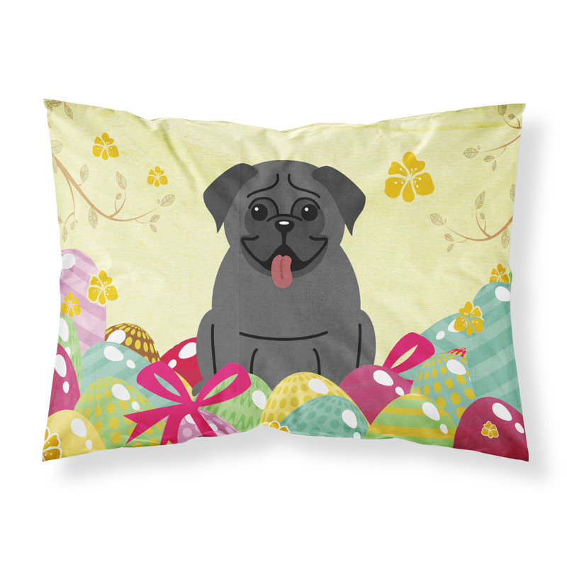 Taie d’oreiller œufs de pâques, Pug noir
