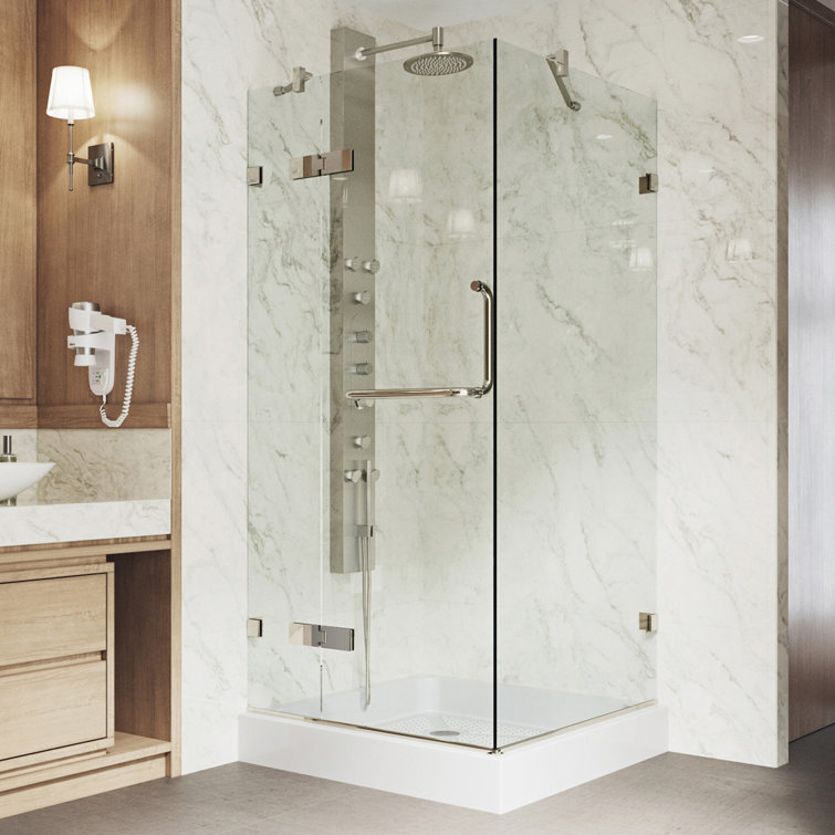 Monteray 32" W x 32" D x 79" H Hinged Frameless Shower Enclosure with 3/8  Clear Glass&Base