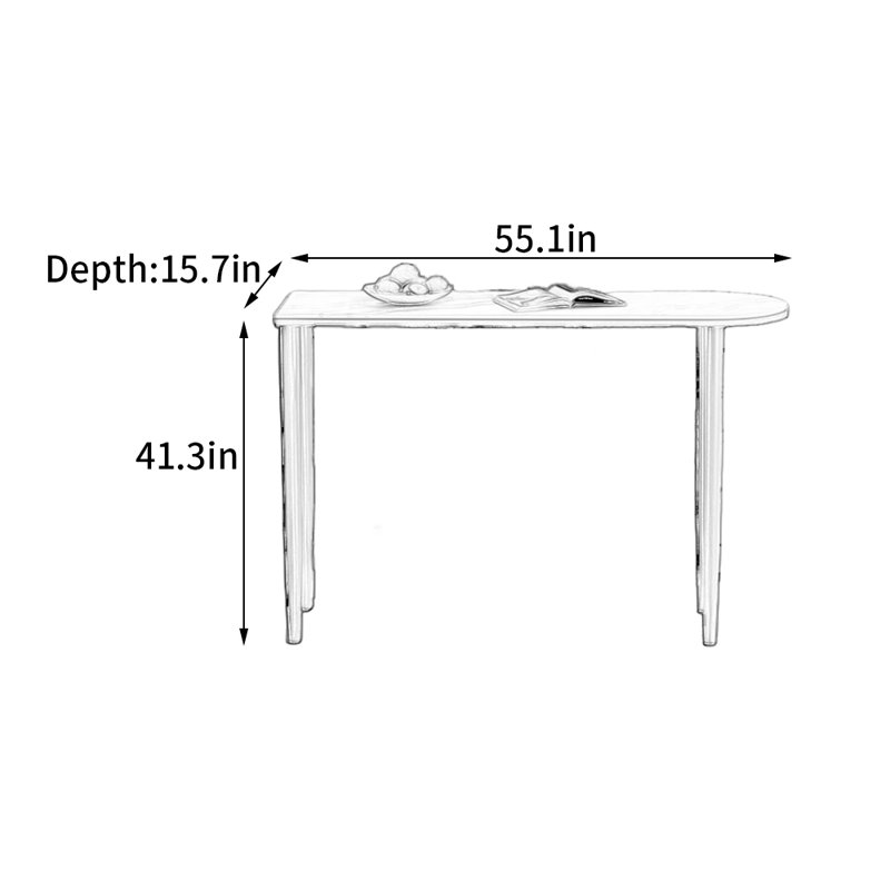 Table de bar demi-ronde, 41.3"H x 55.1"L x 15.7"W, Gris