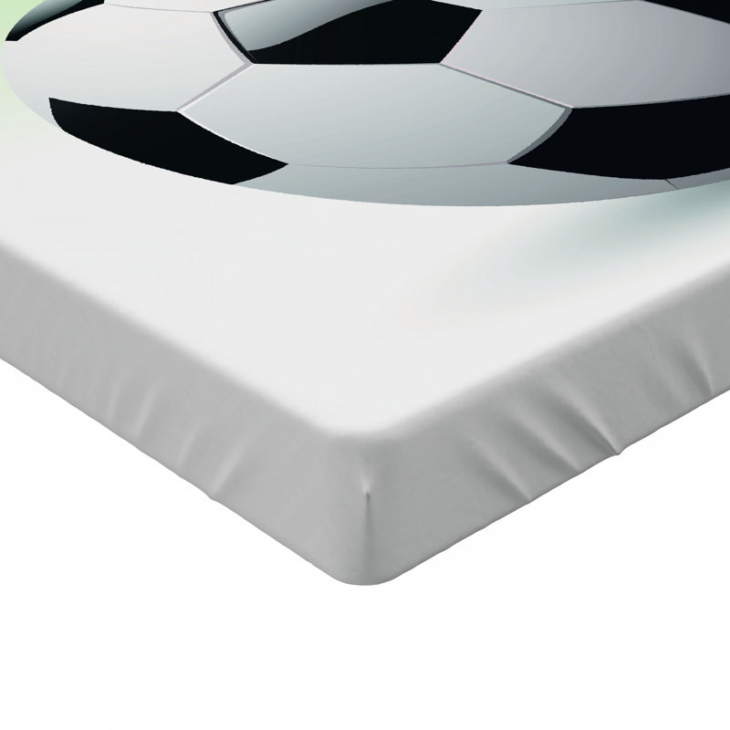 Twin XL White Microfiber Sports Print Fitted Sheet