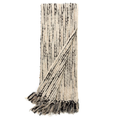 Asche Striped Cotton Hand Woven Throw Blanket
