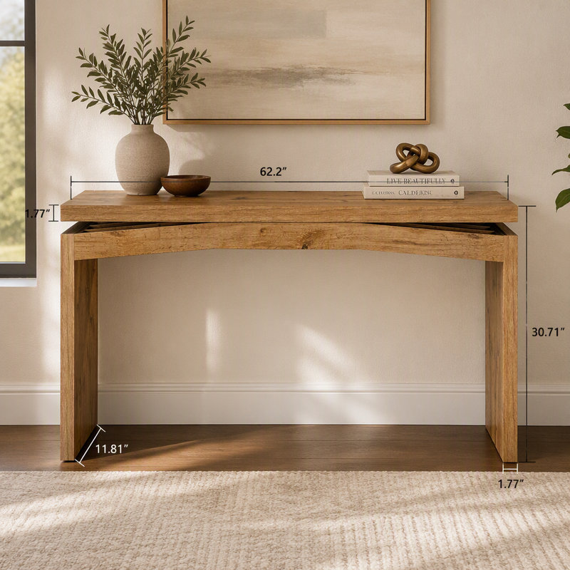 Console en bois, table d'appoint à dossier en bois de 62 po de longueur x 31 po de hauteur, bureau d'entrée pour le couloir et l'entrée