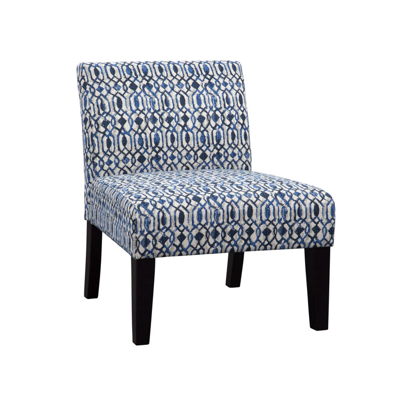 Javi Avington 26" Wide Armless Slipper Chair, Chester Indigo Blue and Gray
