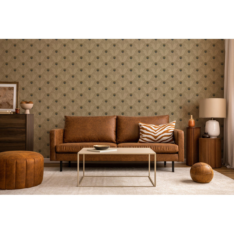 Lady Charlotte Spring Bloom 10' L x 24" W Wallpaper Tile, Self-adhesive, Vinyl, Sepia