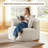 Lozena 2 Pieces - 49" Corduroy Upholstered Barrel Chair, Oversized Round Compression Chaise Lounge, No Assembly Required, Available in 7 Colors-2140640863