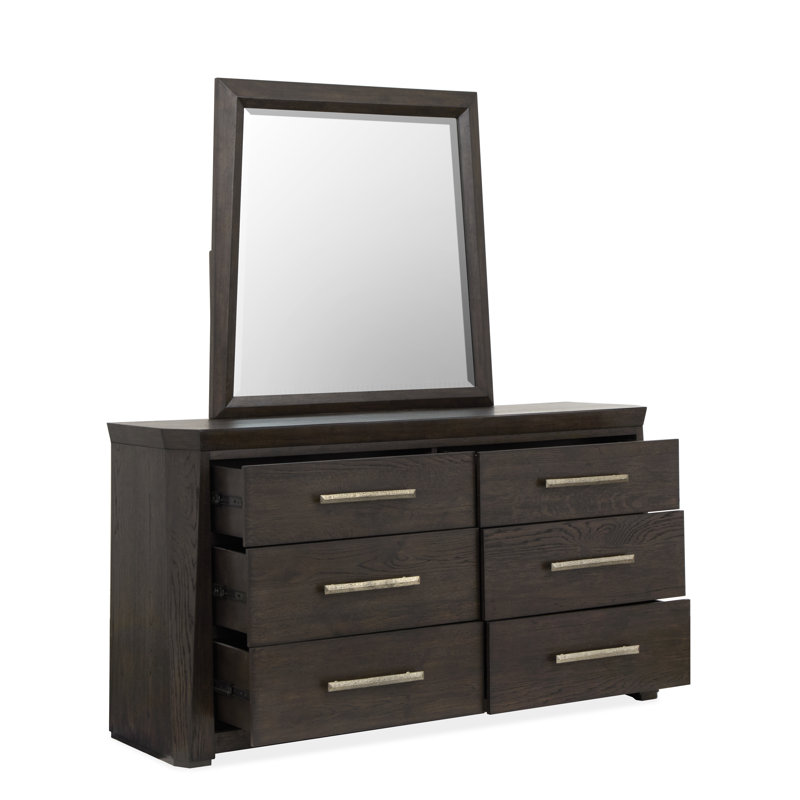 Double Drawer Dresser with Shaped Mirror