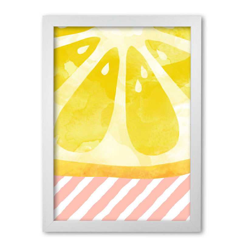 Lemon Abstract - Print, White Grain Frame, 60 cm H x 42 cm W x 5 cm D
