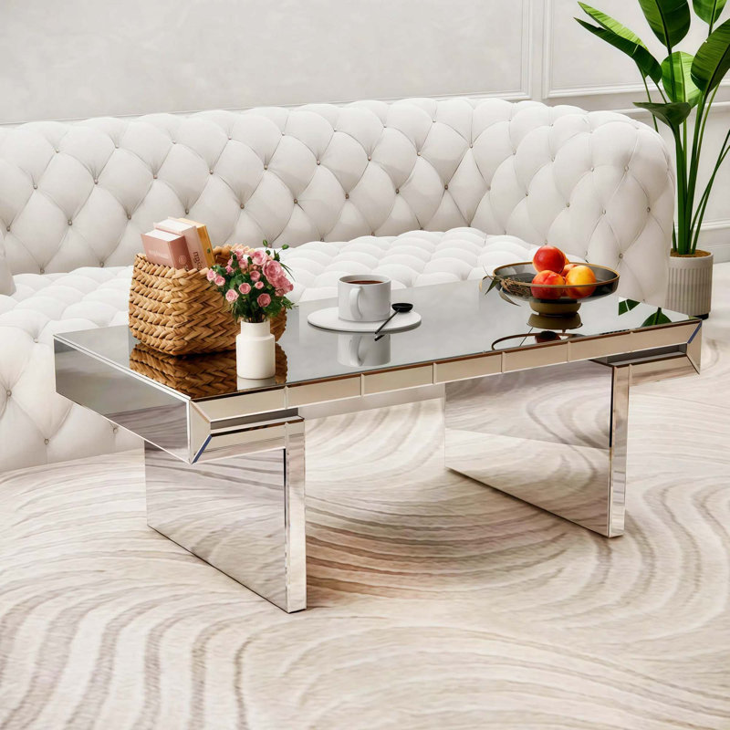 Table basse rectangulaire à miroir