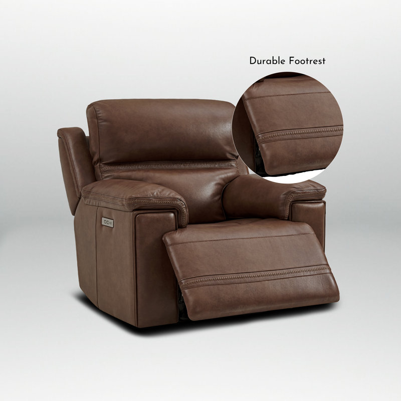 Fauteuil inclinable électrique en cuir de 109 cm (43 po) avec fonction zéro gravité, port USB intégré et appui-tête réglable