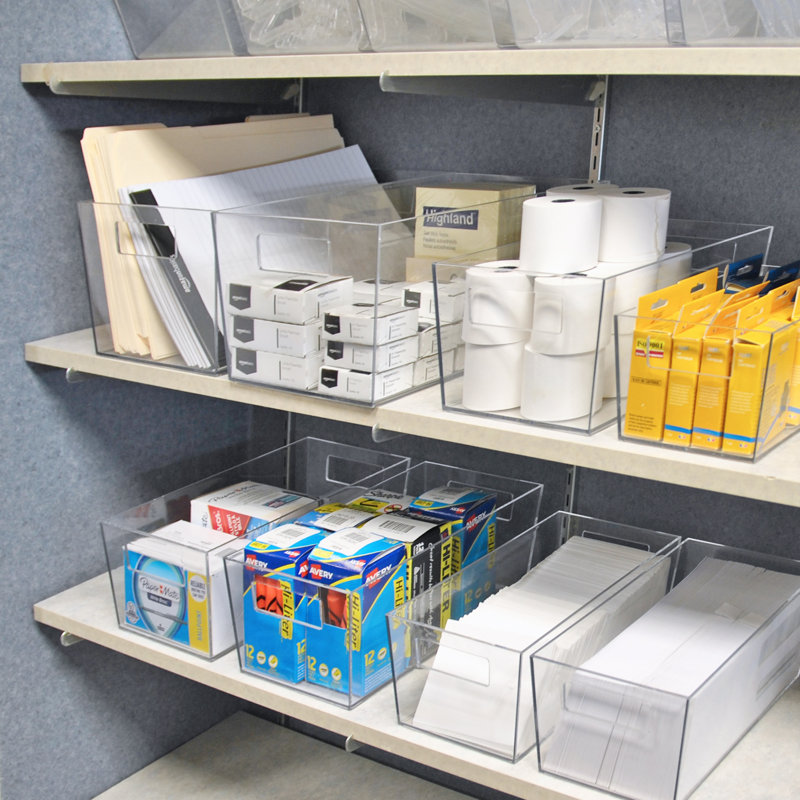X-Large Organizer Storage Tote Bin with Handle 13"W x 9.5"D x 6.5"H, 4-Pack