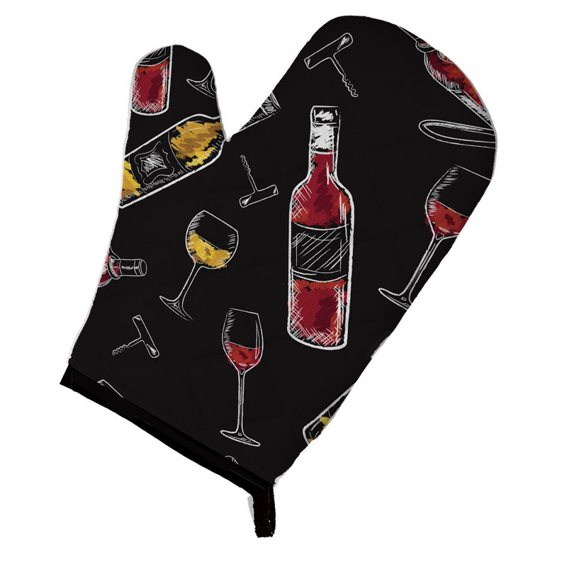 Caroline's Treasures Oven Mitt, Black/Pink