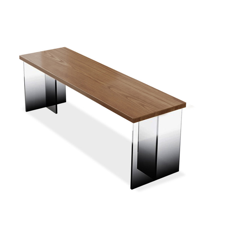 Bureau rectangulaire brun et noir en bois massif et acrylique, H 29,53 po x l 55,12 po x P 23,62 po