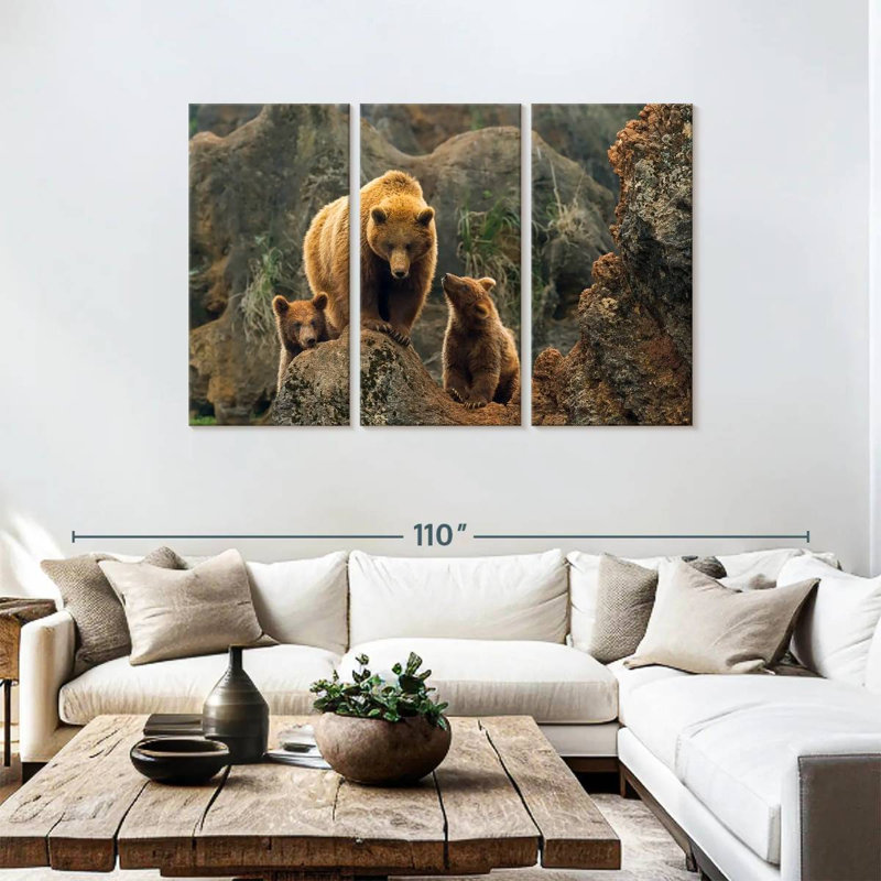 Bear And Cubs, 48" H x 74" W