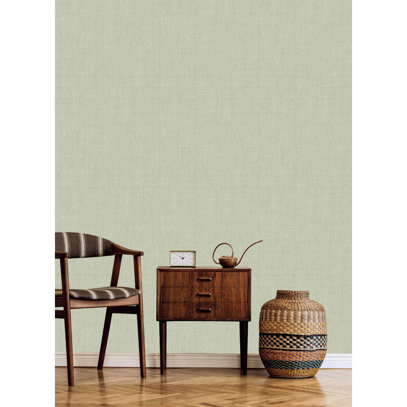 Linen Weave Textured Print Non Woven Non-pasted Textured Wallpaper 57 Sq. Ft., Green