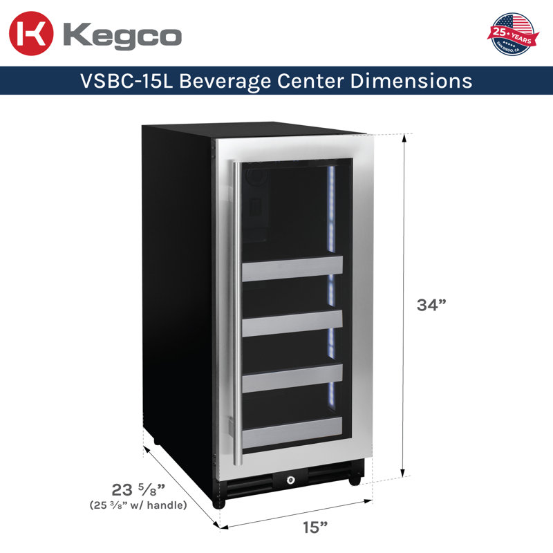 15" Wide Reserva Series Stainless Steel Right Hinge Beverage Center, Right