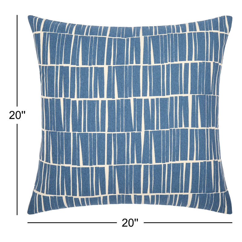 Lisi Abstract Cotton Pillow Cover, 20" x 20", Dark Blue/Beige
