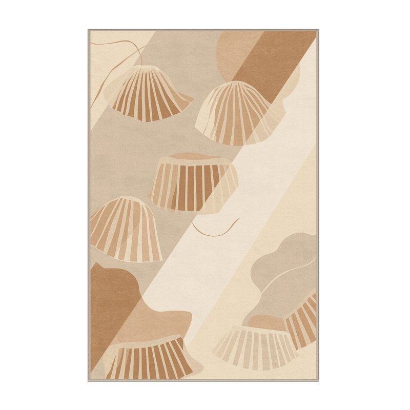 Tapis moelleux moelleux de style scandinave adama beige - reliure beige, 4 x 6