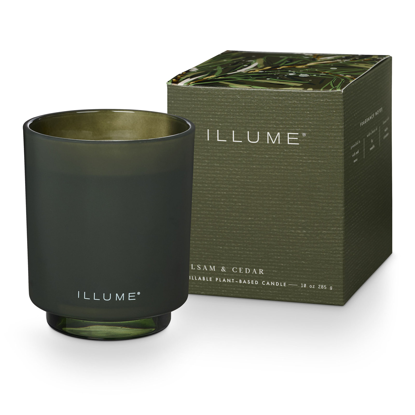 Noble Holiday Balsam & Cedar Candle, Refillable Boxed Glass