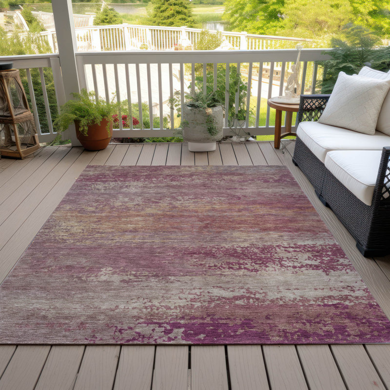 Tapis intérieur / extérieur abstrait Xhevrie, Rectangulaire 8 pi x 10 pi