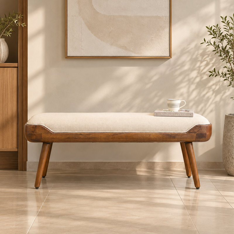 Banc en bois massif avec assise rembourrée Danforth