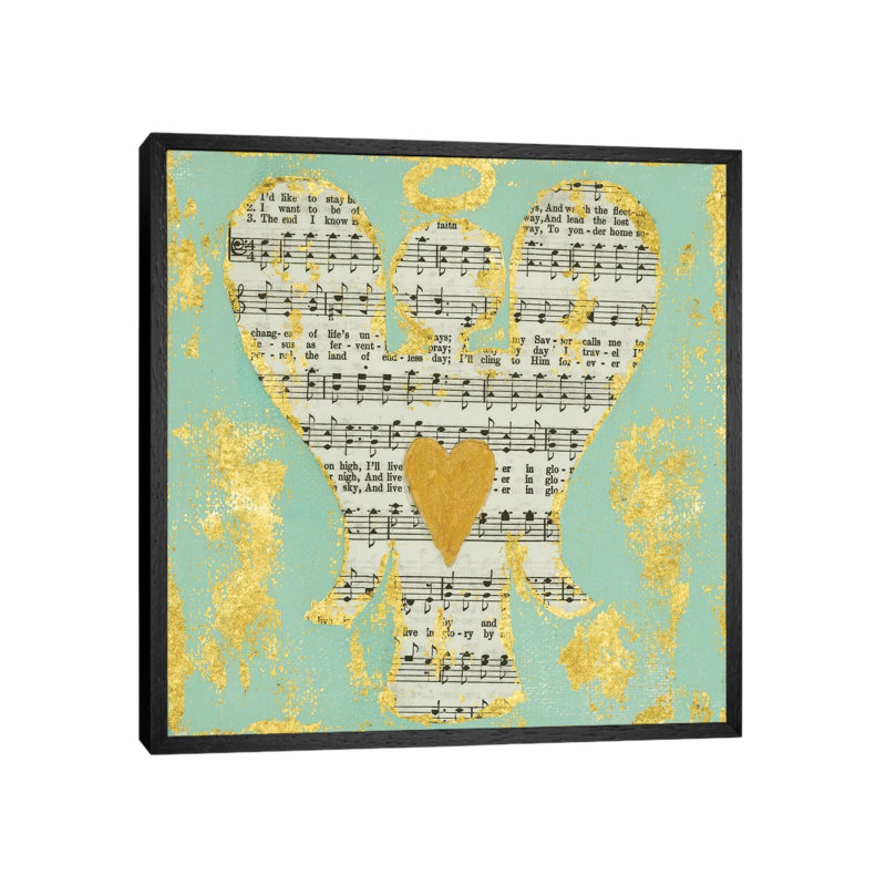 Hymnal Angel by Ashley Bradley - Print on Canvas, 93.98 cm H x 93.98 cm W, Black Framed