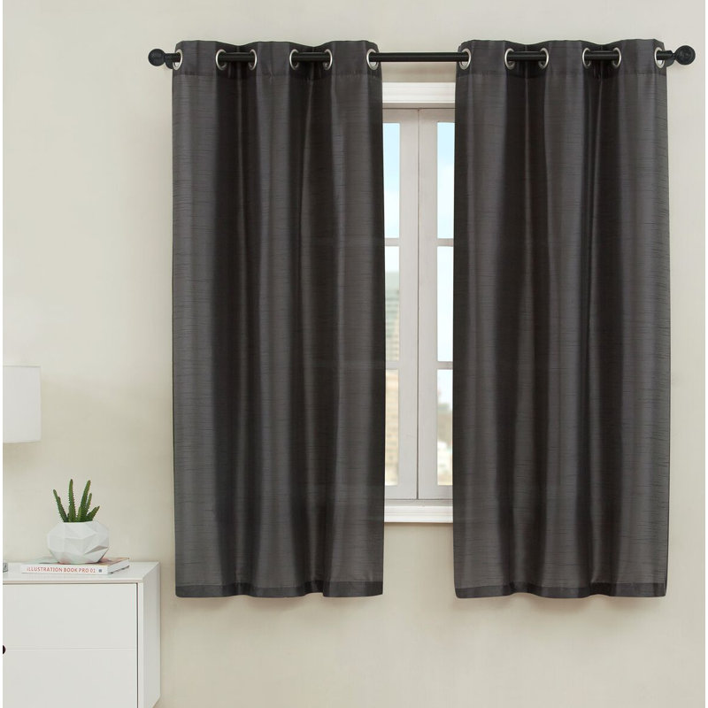 Middleburgh Outdoor Semi Sheer Curtain Pair, Black, 38" W x 63" L