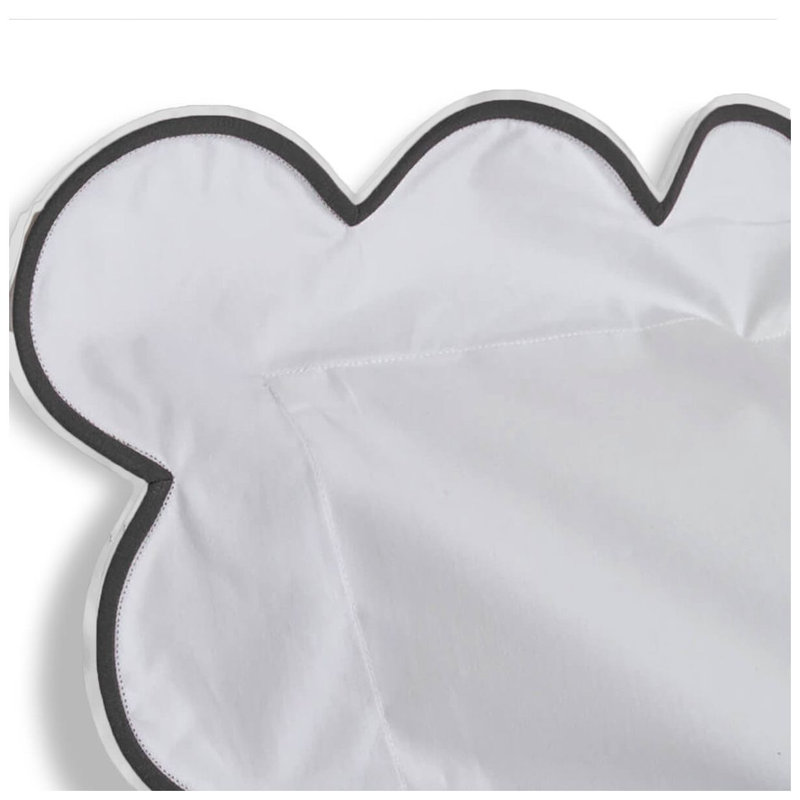 400TC Cotton Scallop Embroidery Sateen Duvet Cover Set, Black/White, Twin XL Duvet Cover + 2 Standard Pillowcases