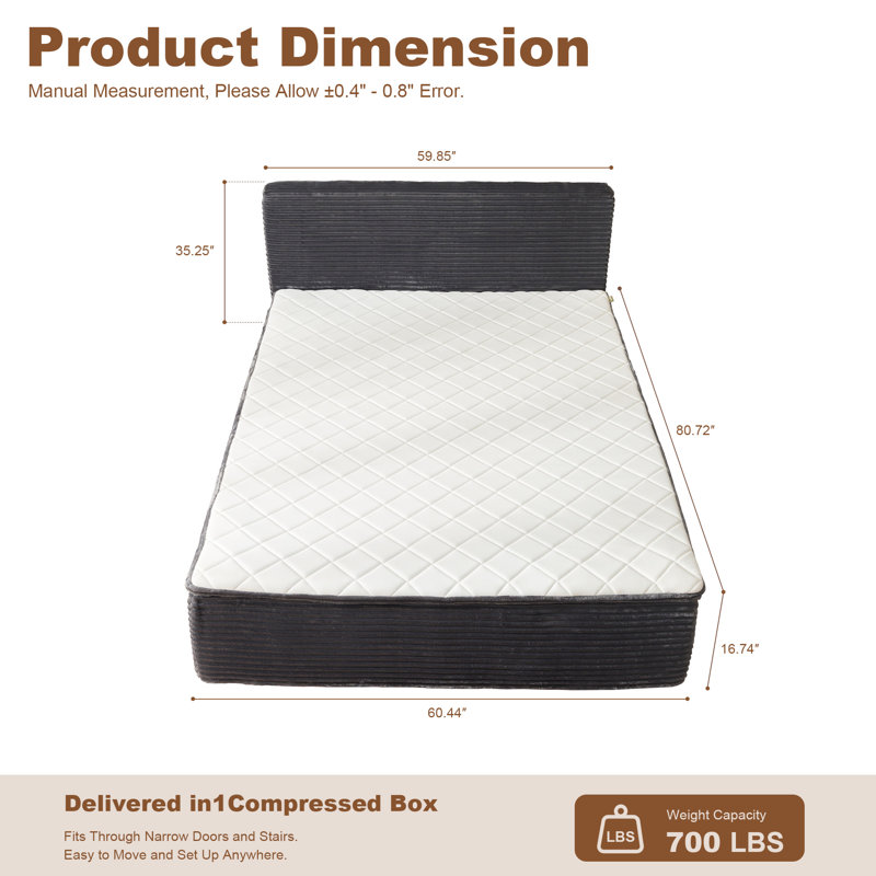 Holubice 16.74'' Medium Mattress, Gray