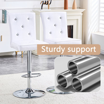 Ensemble de 2 chaises de bar en cuir de crocodile rétro avec fermoir en cristal, revêtement en PVC souple et fabrication robuste pour un repas élégant