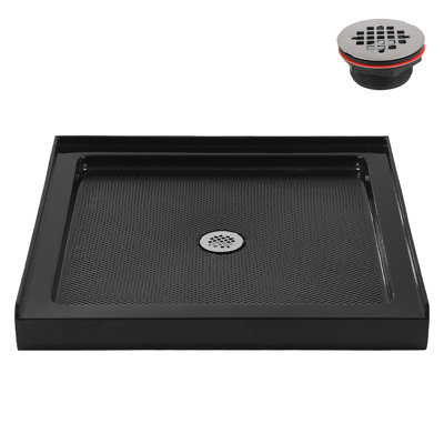 Streamline NT-2111-36BL-AL 36 in. x 36 in. Alcove Acrylic Shower Base in Glossy Black