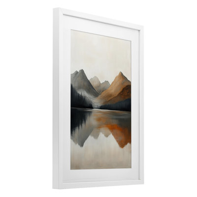 Terracotta Reflection Abstract Landscape, reproduction encadrée sous verre, design par Petal Prints Design