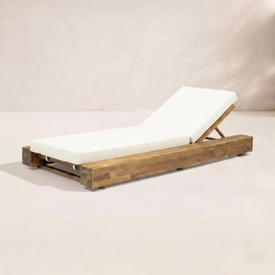 Donnie 39" Acacia Patio Chaise Lounge Set