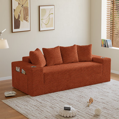 Upholstered 78 " Cotton Sofa