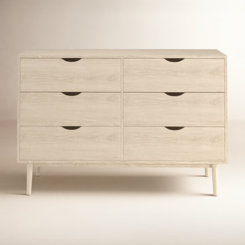 Indra 47.25'' W 6 - Drawer Dresser, White Wash
