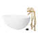 Kingston Arcticstone 65-Inch Solid Surface Oval Double Ended Freestanding Tub With Faucet Combo And Drain