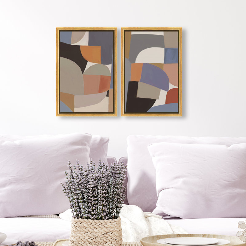 Muted Prelude Set Set by Oliver Gal, 50"H x 34"W, Gold Floater Frame