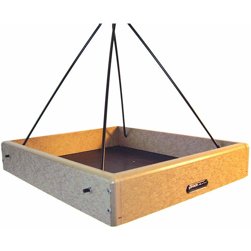 Mangeoire à oiseaux suspendue en plastique recyclé petit, Taupe, 3 H x l 14 x P 16