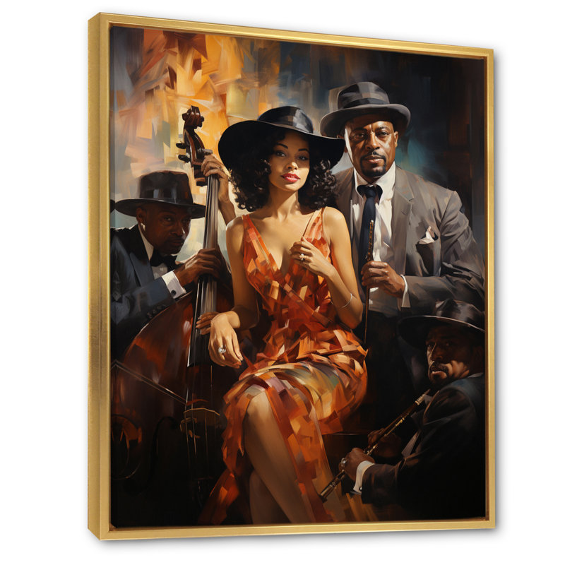 «Bonnibelle Music In Harlems I», reproduction sur toile, H 32 po x l 24 po x P 1 po, Cadre flottant doré