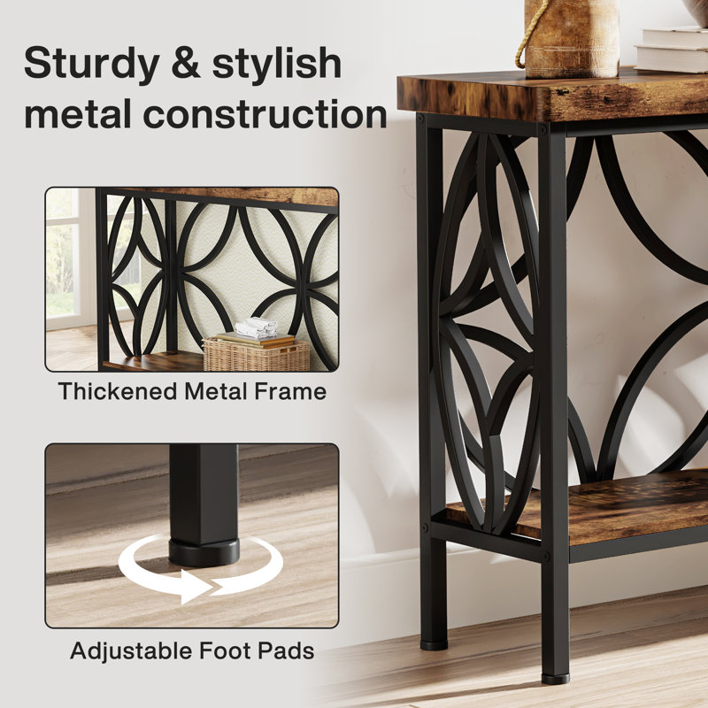 Laquaysha 70.86'' Console Table, Black, Rustic Brown