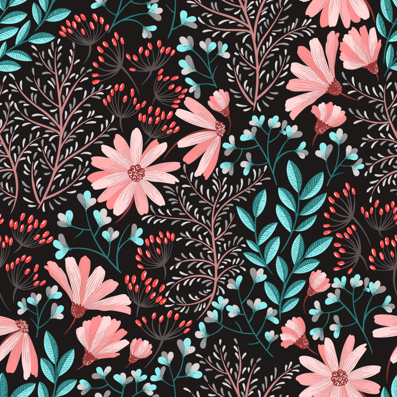Panneau de papier peint adhésif 8,33 pi x l 100 po Flowers, L 8,33 pi x l 100 po