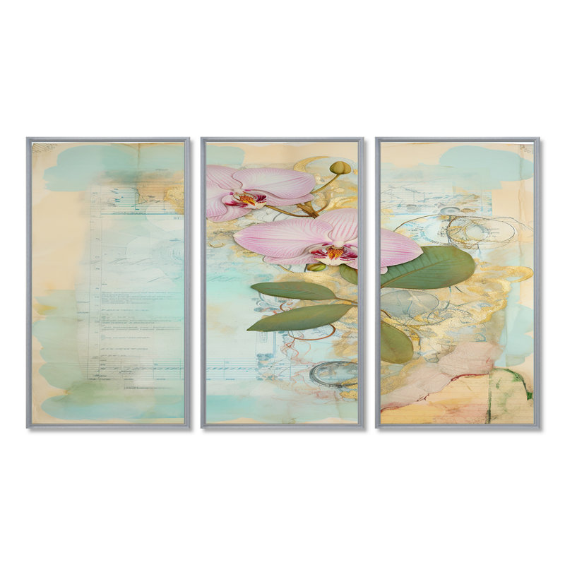 Kittrell - ensemble de décoration murale orchidée, H 40 po x l 60 po, Argent argent