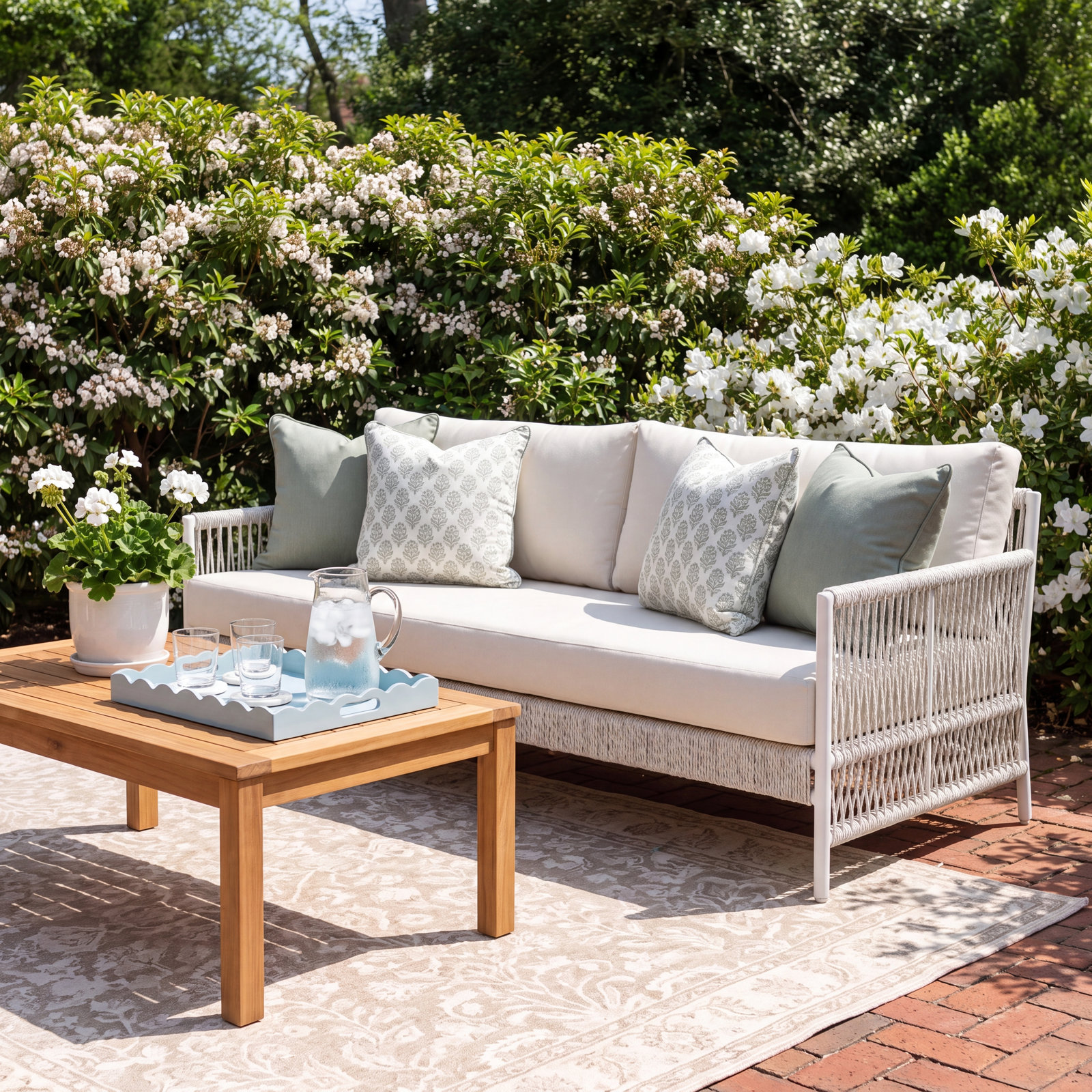 82.3" Wide Wicker 3-seater Outdoor Patio Sofa With 5.5 Inch Cushions
