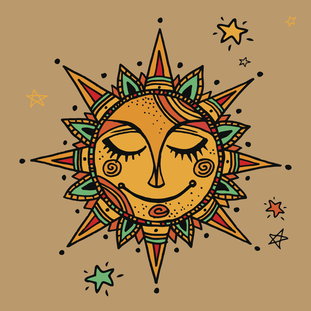 Leinwandbild Sun Tribal Background von Hellokisdottir