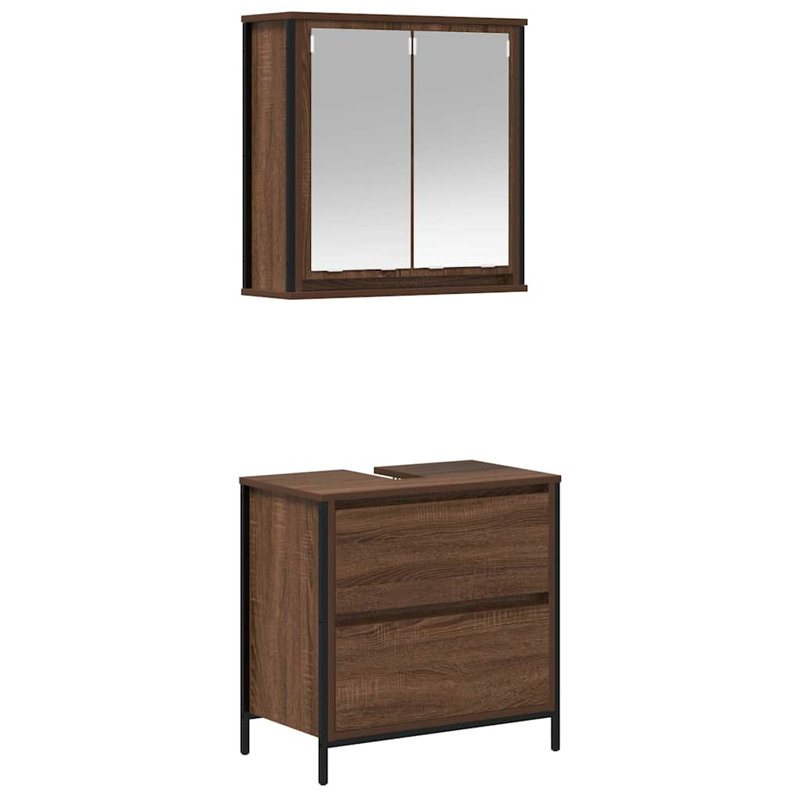 2 Piece Bathroom Furniture Set Engineered Wood, Gray