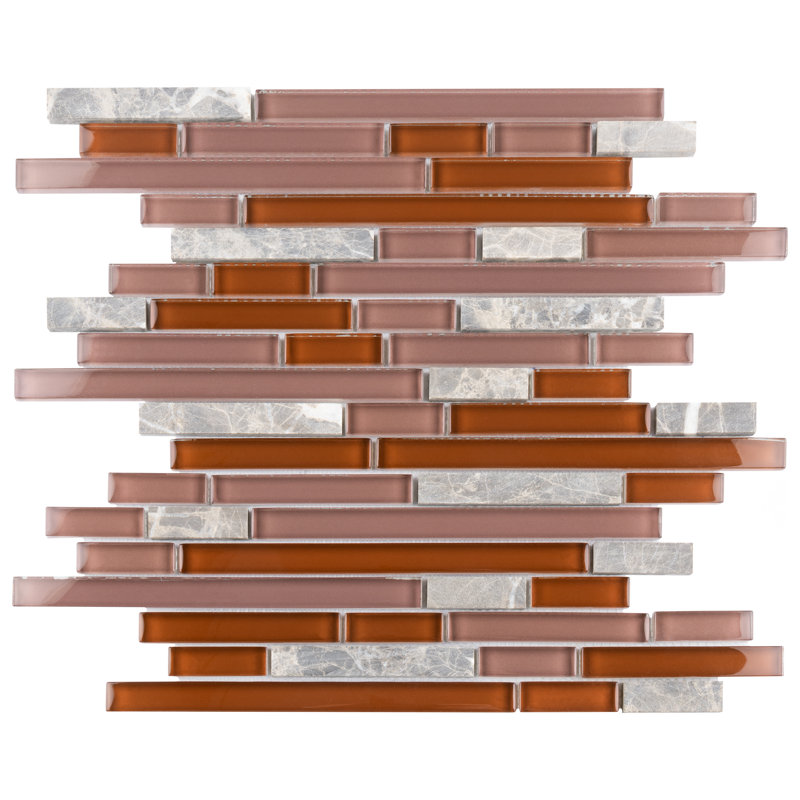 Tessera Piano 11-3/4 " x 11-7/8 " Glass Mosaic Wall Tile, Bordeaux