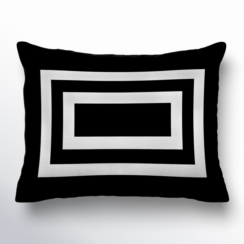 Burt Geometric Square Indoor/Outdoor Throw Pillow, Black