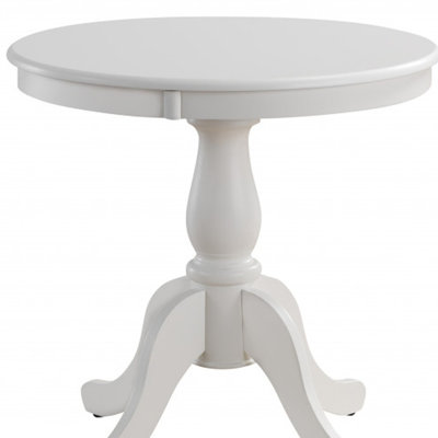  30" White Rounded Solid Manufactured Wood Pedestal Base Dining Table