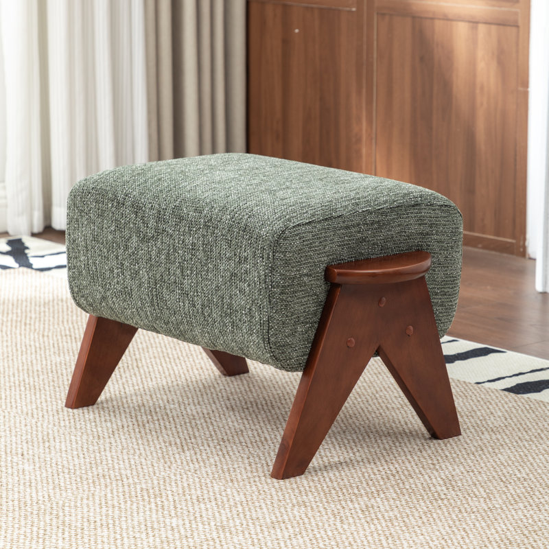Karsen Upholstered Bench with Solid Wood Leg, Green