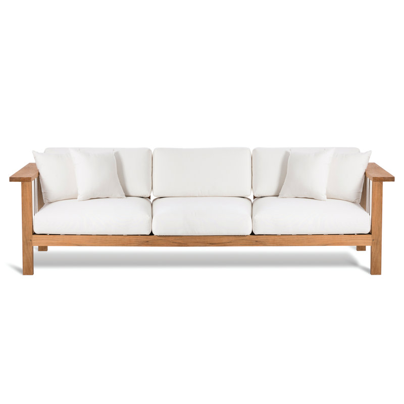 Maro Teak 4 - Person Patio Conversation Set with Cushions, Canvas Natural Sunbrella® Canvas